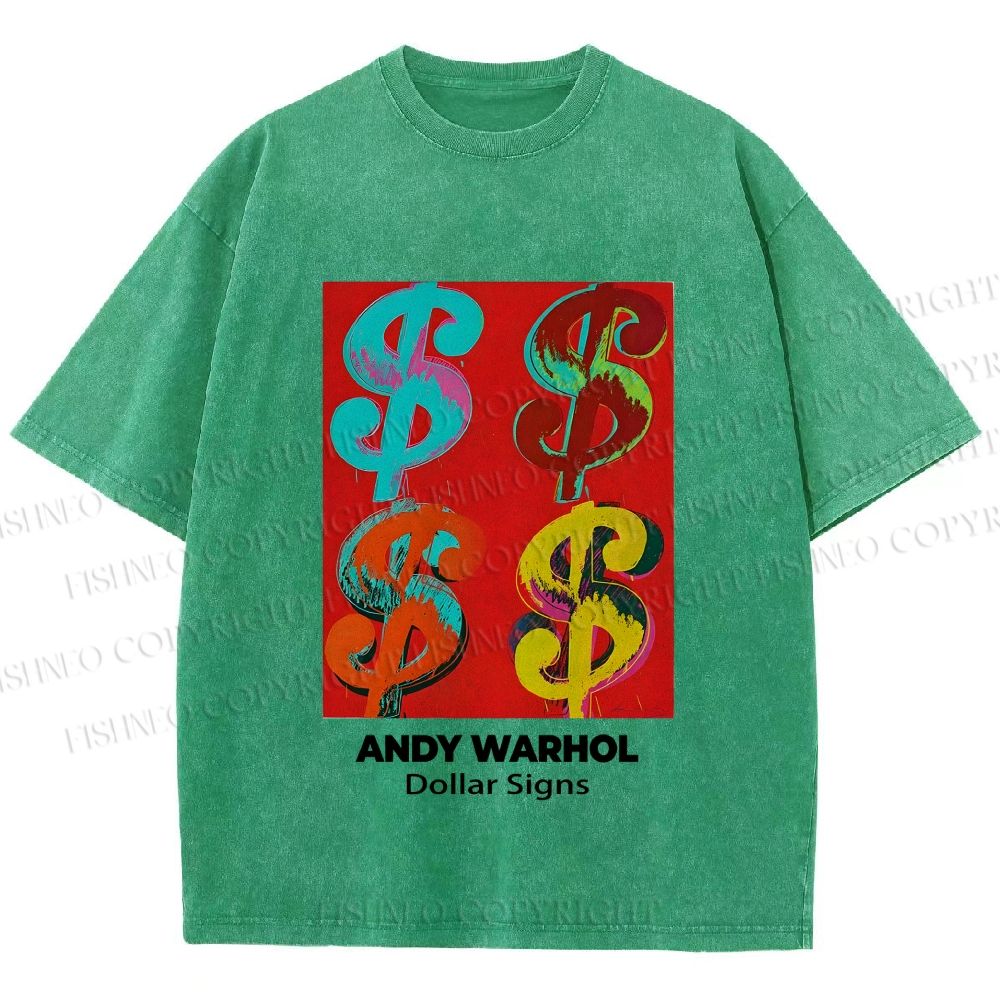 Unisex Andy Warhol Dollar Signs Printed Washed Tee