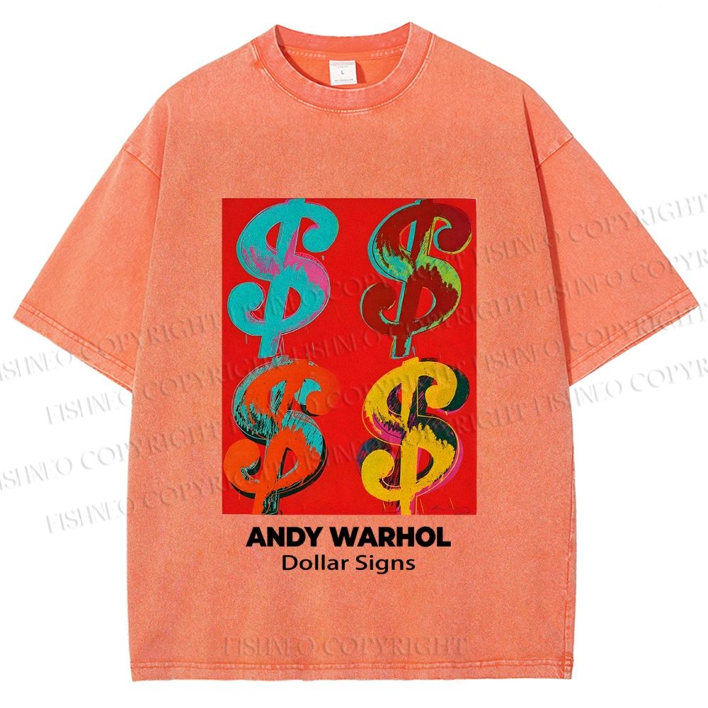 Unisex Andy Warhol Dollar Signs Printed Washed Tee