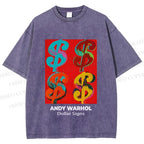 Unisex Andy Warhol Dollar Signs Printed Washed Tee