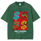 Unisex Andy Warhol Dollar Signs Printed Washed Tee