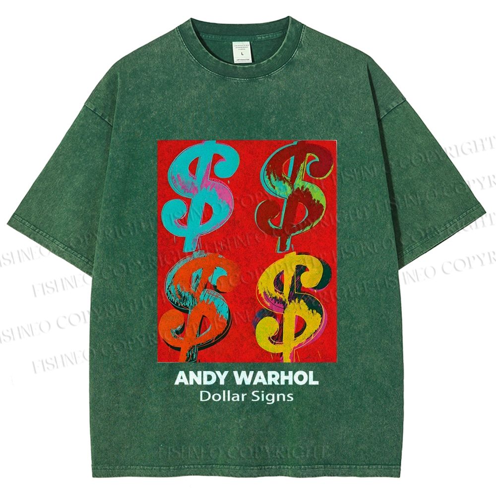 Unisex Andy Warhol Dollar Signs Printed Washed Tee