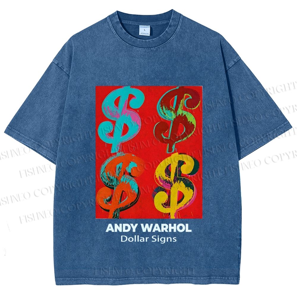 Unisex Andy Warhol Dollar Signs Printed Washed Tee