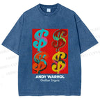 Unisex Andy Warhol Dollar Signs Printed Washed Tee