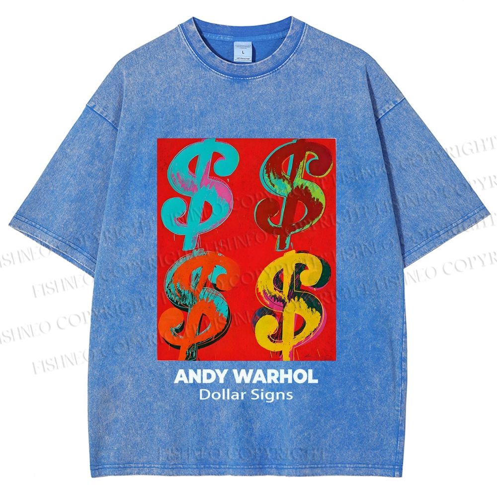 Unisex Andy Warhol Dollar Signs Printed Washed Tee