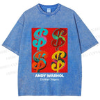 Unisex Andy Warhol Dollar Signs Printed Washed Tee