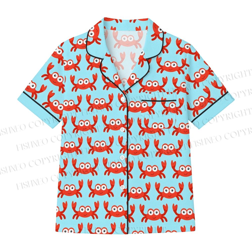 Light Blue Cartoon Red Crab Pajama sets