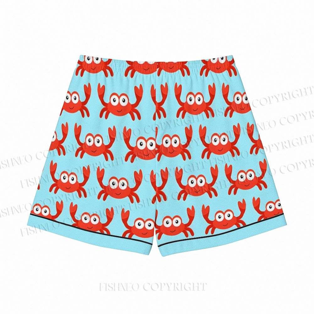Light Blue Cartoon Red Crab Pajama sets