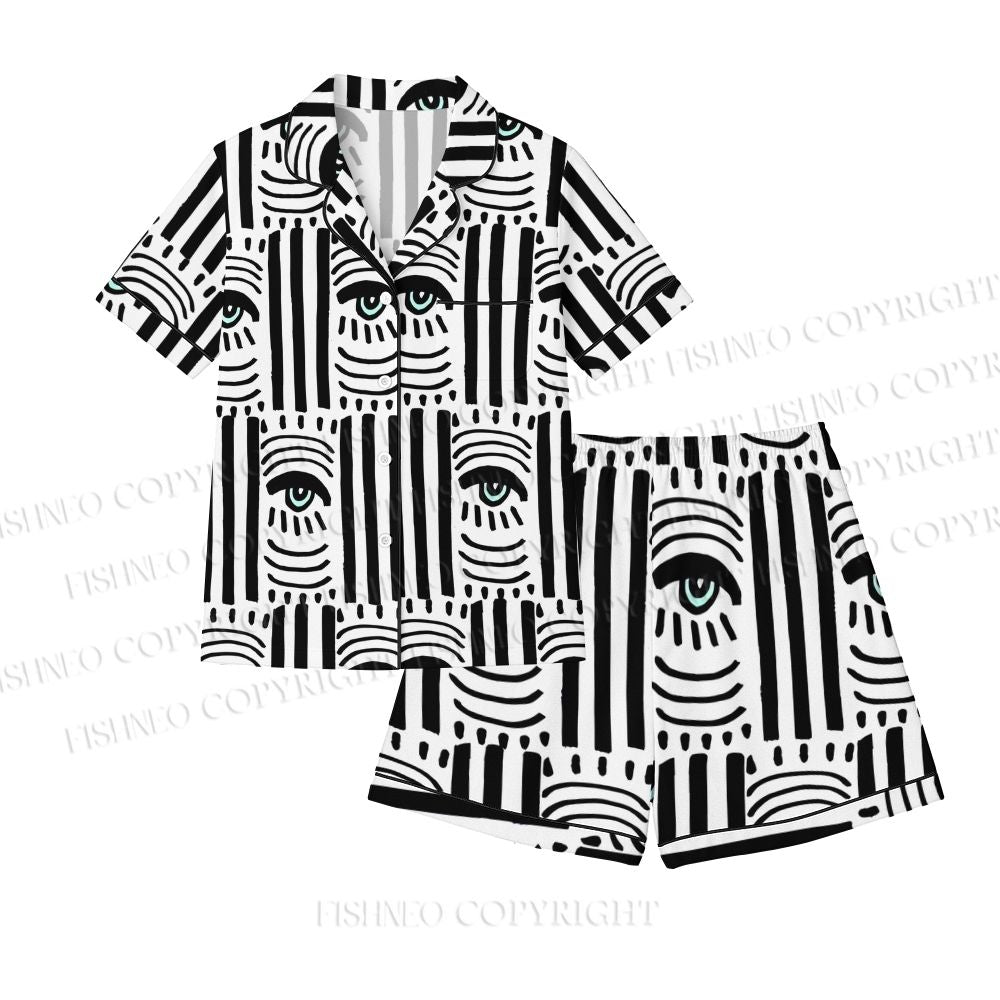 Black White Abstract Eye Pajama sets