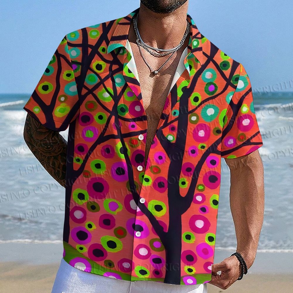 Colorful Dot Tree Abstract Hawaiian Shirt