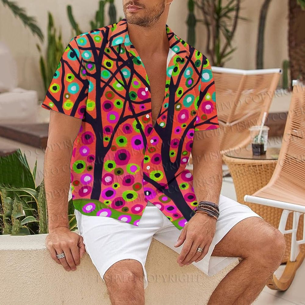 Colorful Dot Tree Abstract Hawaiian Shirt
