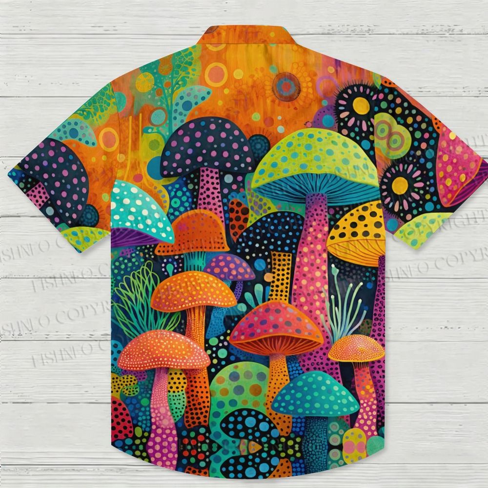 Yayoi Kusama Multicolor Mushroom Hawaiian Shirt