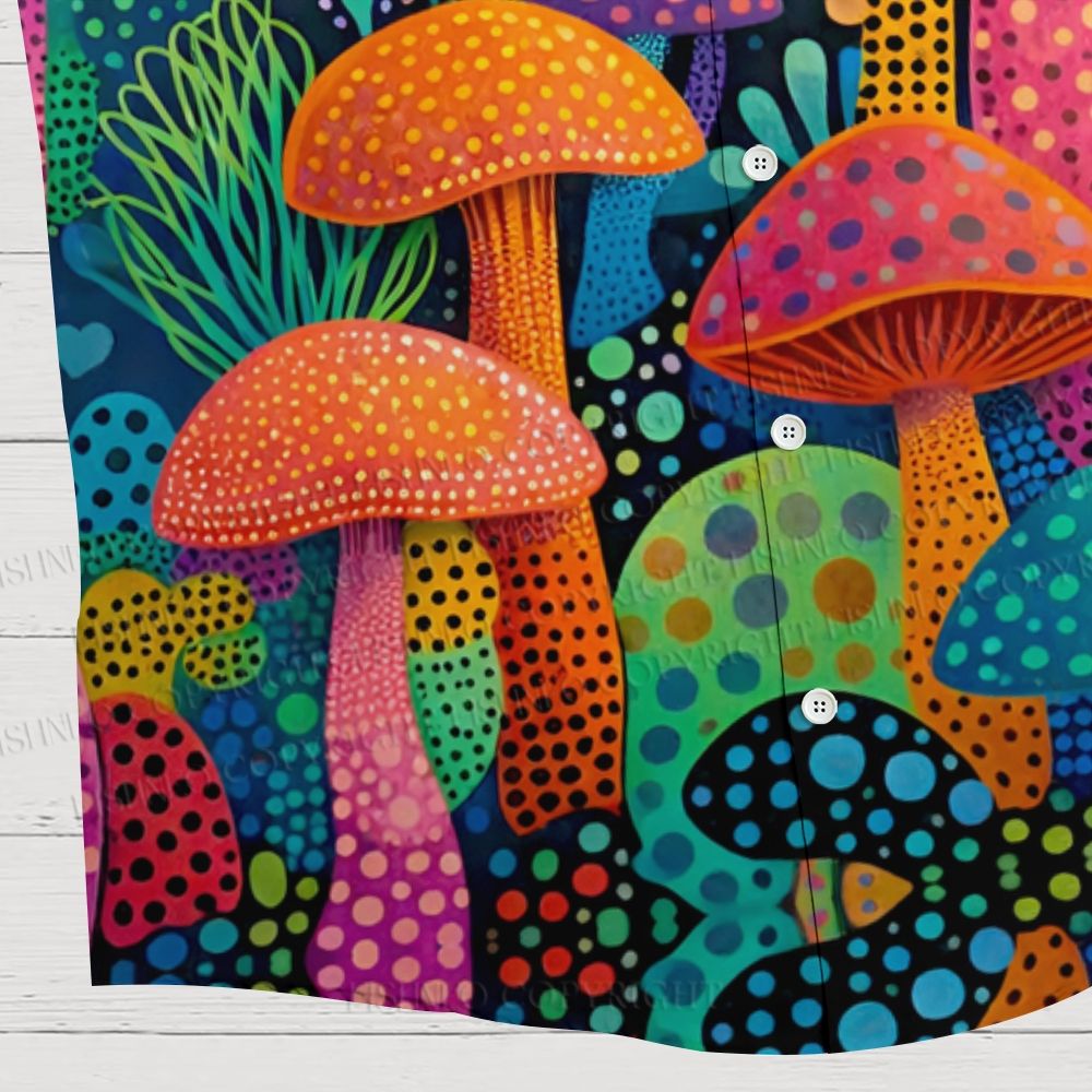 Yayoi Kusama Multicolor Mushroom Hawaiian Shirt