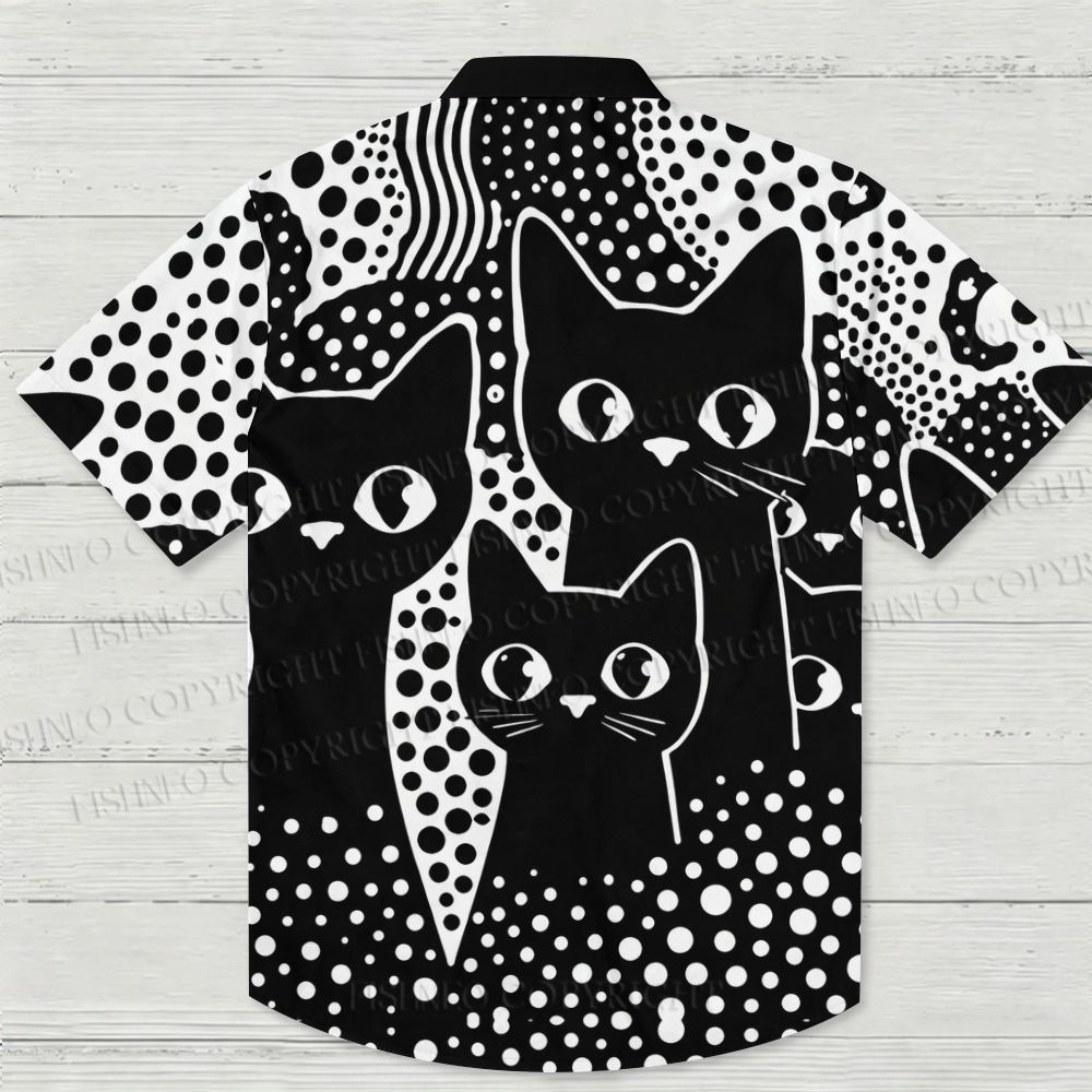 Japanese Yayoi Kusama Black Cat Hawaiian Shirt