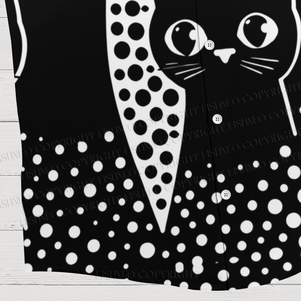 Japanese Yayoi Kusama Black Cat Hawaiian Shirt