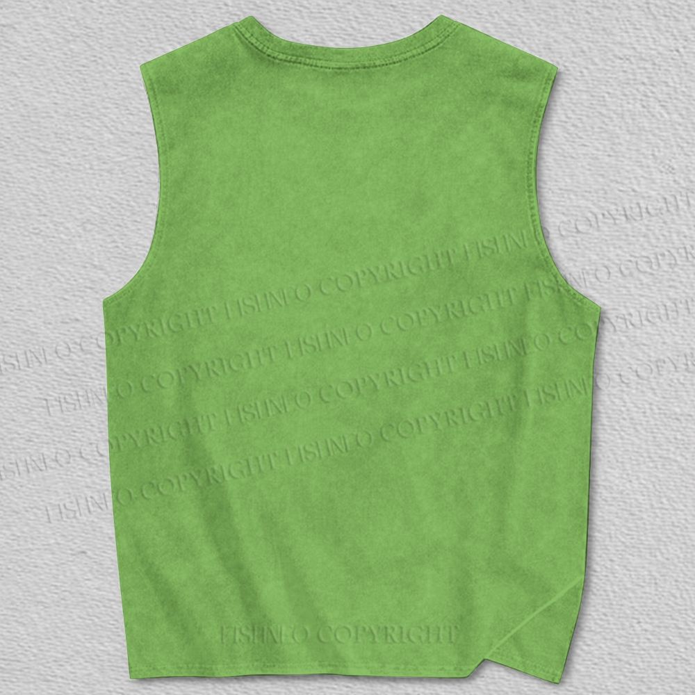 Unisex Giant Octopus in Green Printed Tank Top