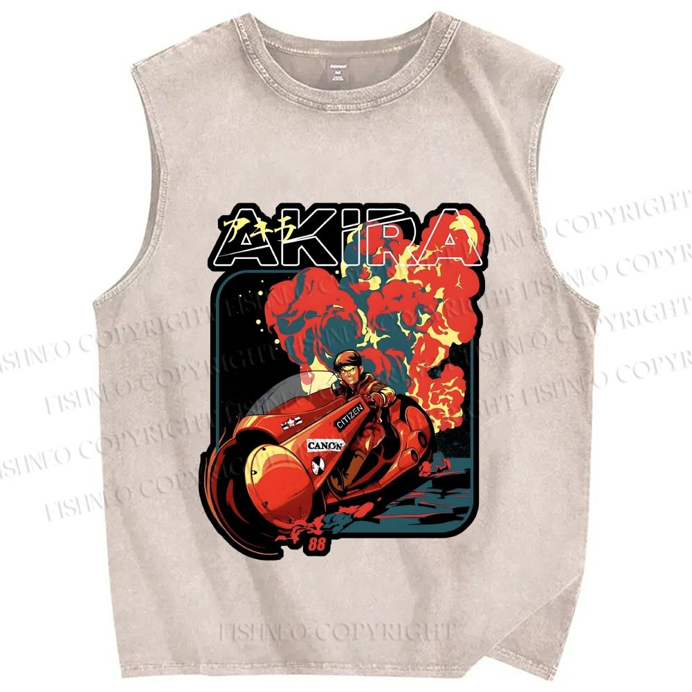 Unisex Akira Printed Washed Tank Top