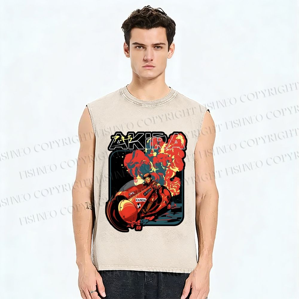 Unisex Akira Printed Washed Tank Top
