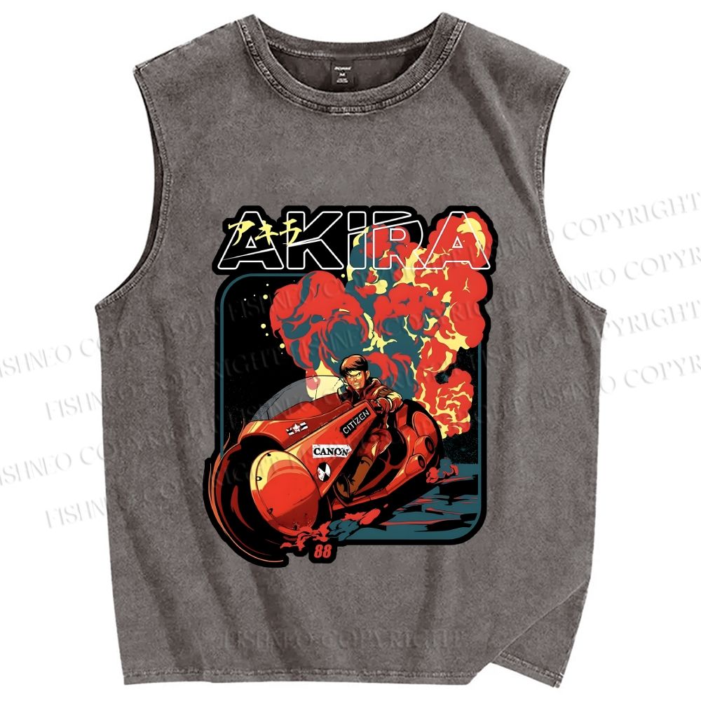 Unisex Akira Printed Washed Tank Top
