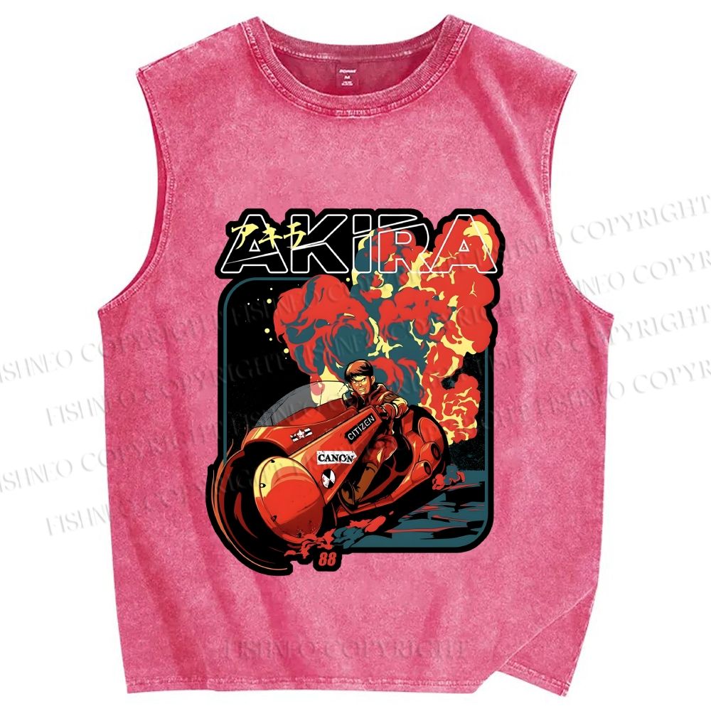 Unisex Akira Printed Washed Tank Top