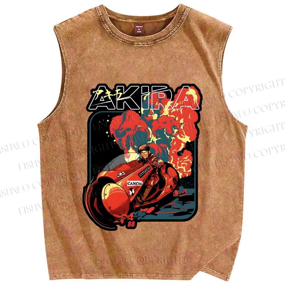Unisex Akira Printed Washed Tank Top