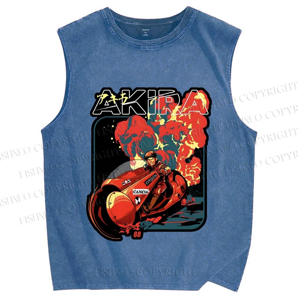 Unisex Akira Printed Washed Tank Top