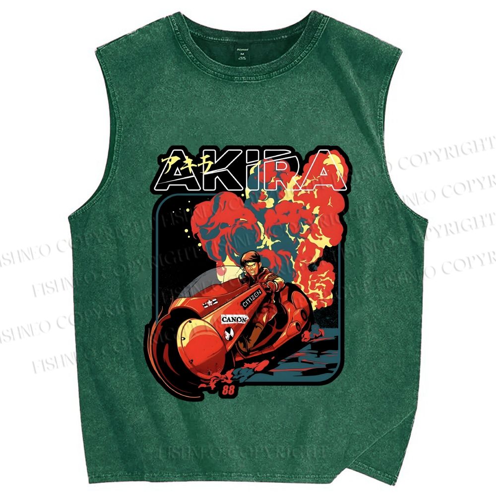 Unisex Akira Printed Washed Tank Top