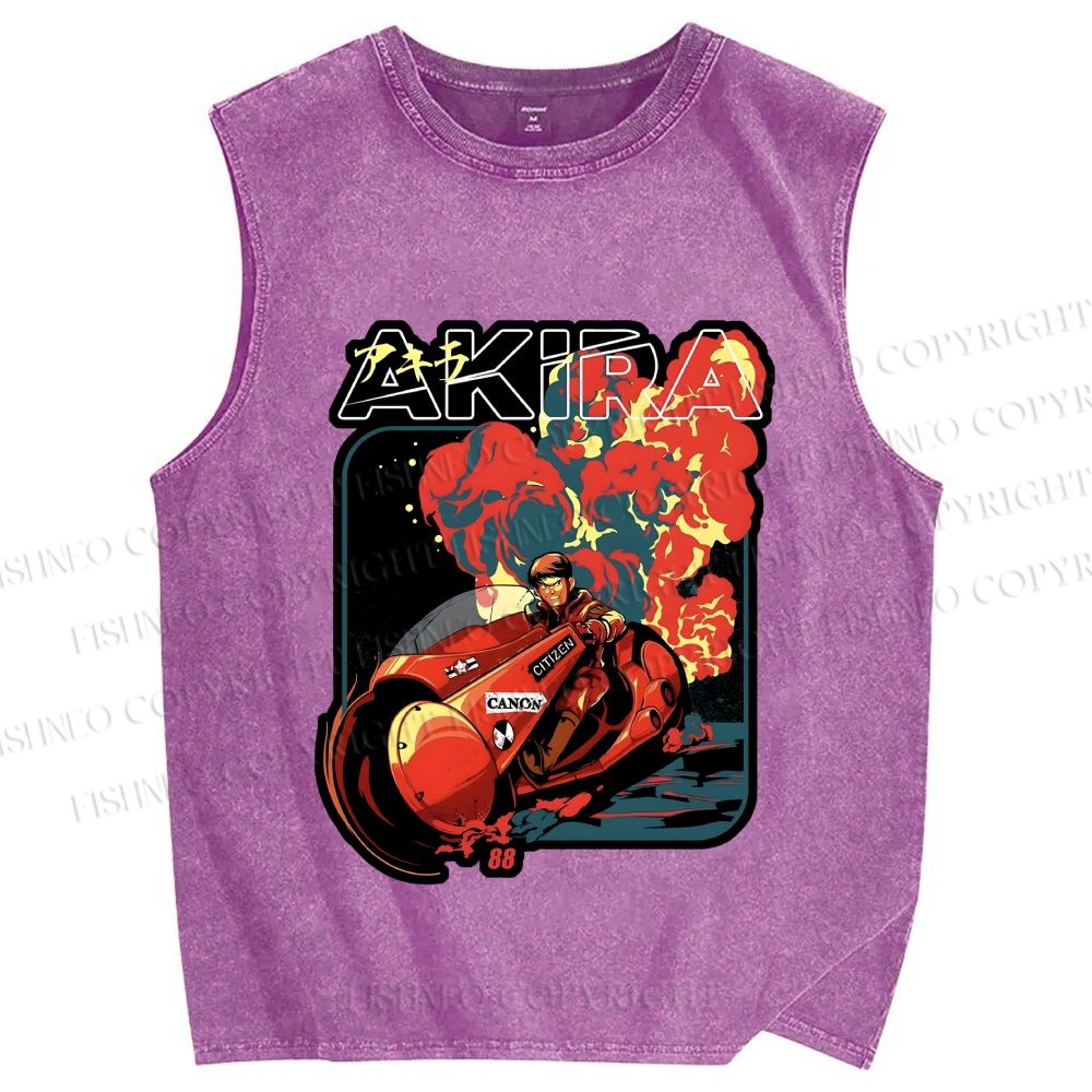 Unisex Akira Printed Washed Tank Top