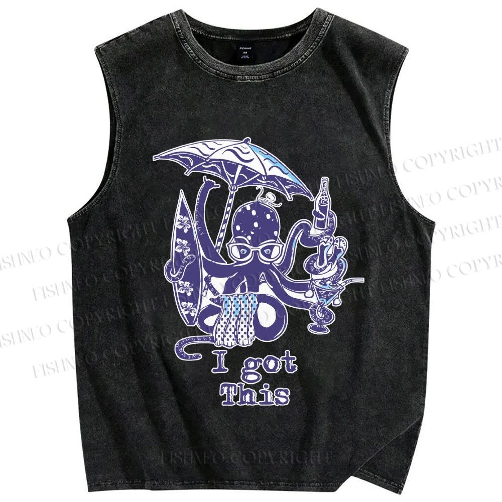 Unisex Octopus Got This Printed Washed Tank Top