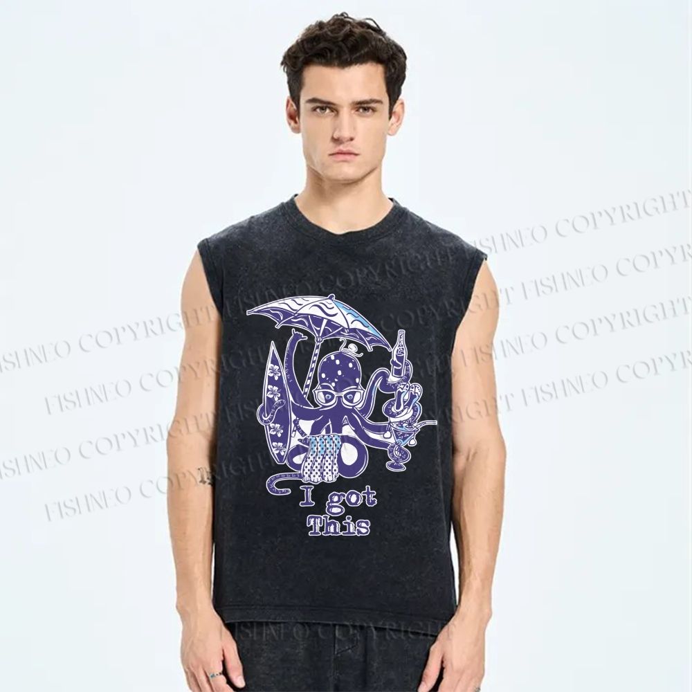 Unisex Octopus Got This Printed Washed Tank Top