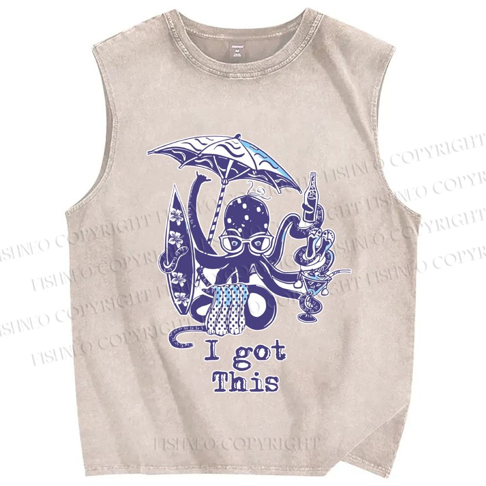 Unisex Octopus Got This Printed Washed Tank Top