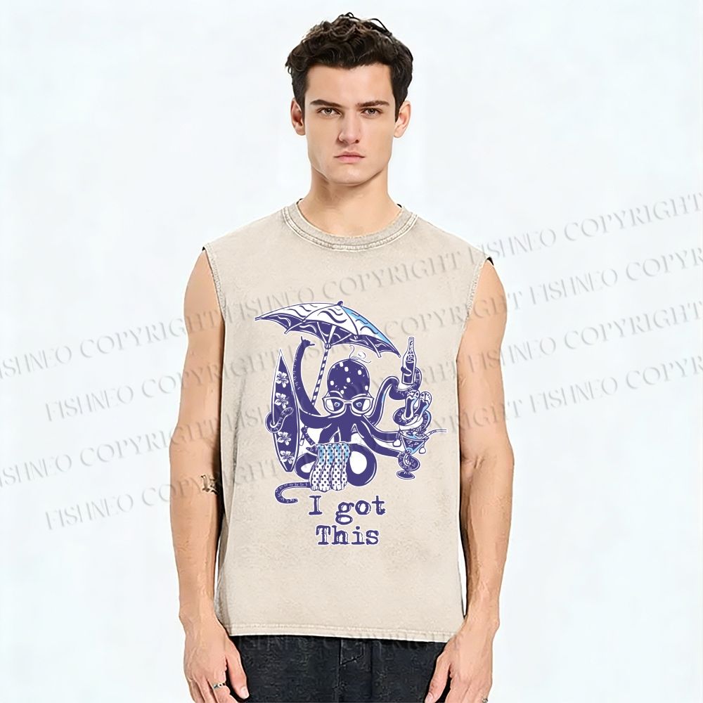 Unisex Octopus Got This Printed Washed Tank Top