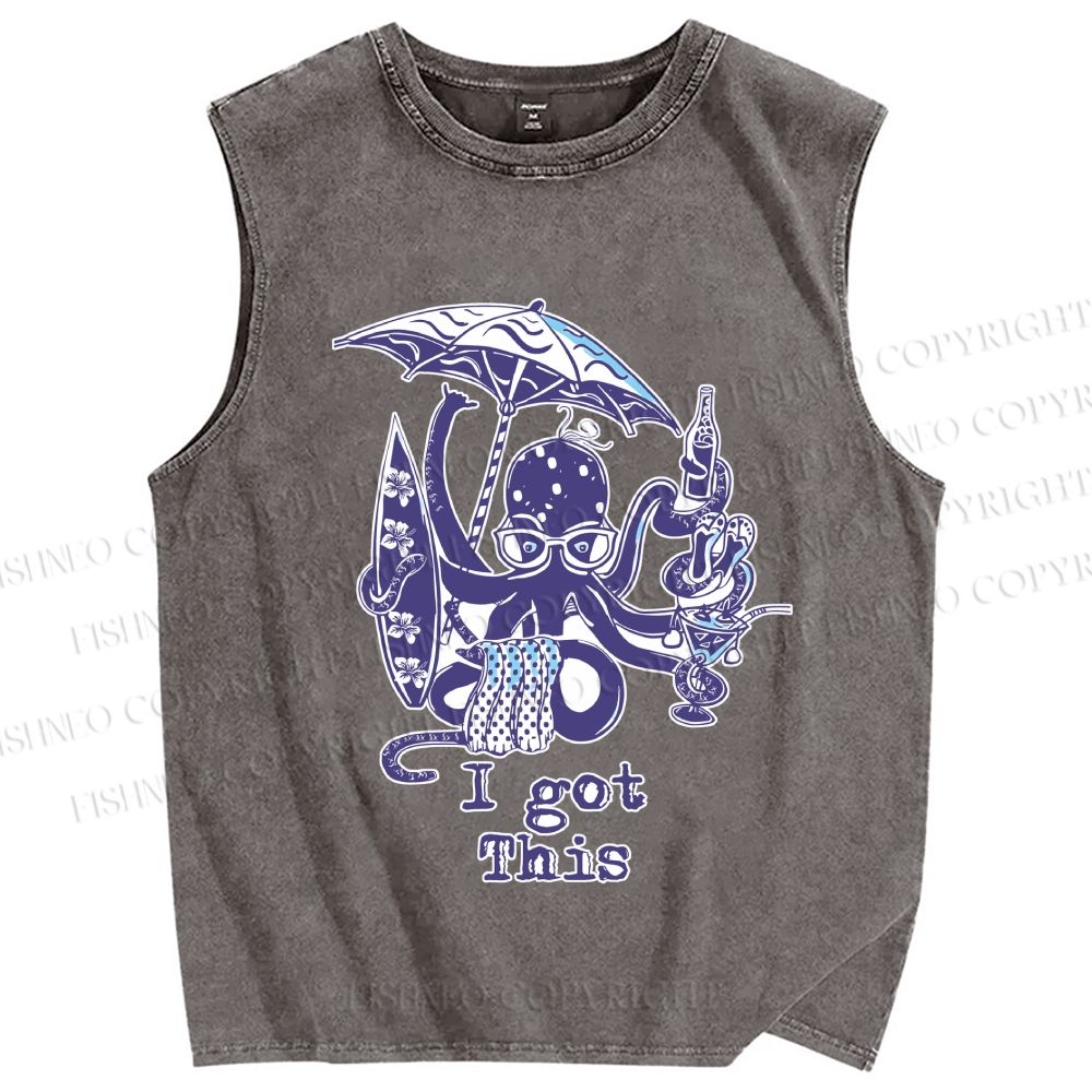 Unisex Octopus Got This Printed Washed Tank Top
