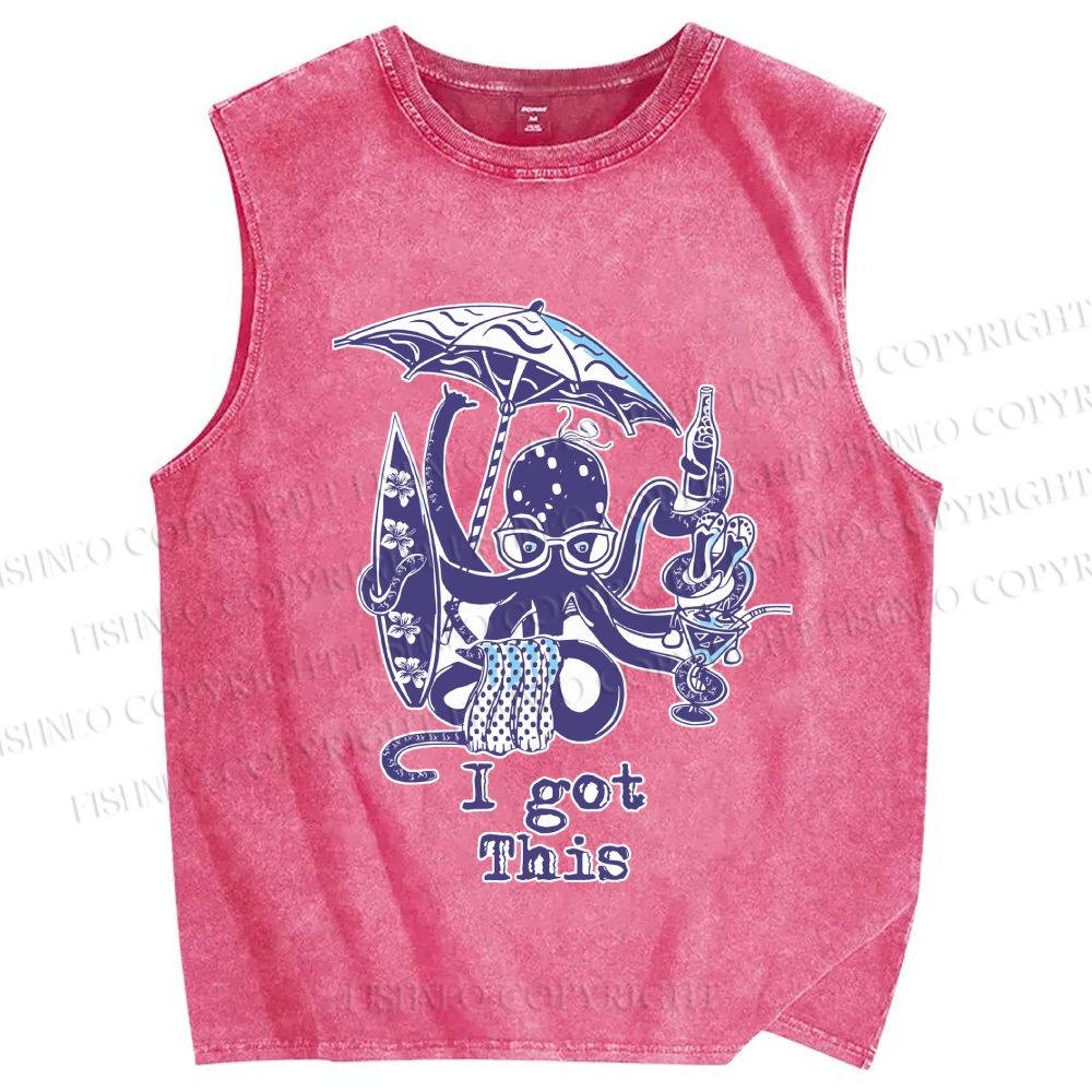 Unisex Octopus Got This Printed Washed Tank Top