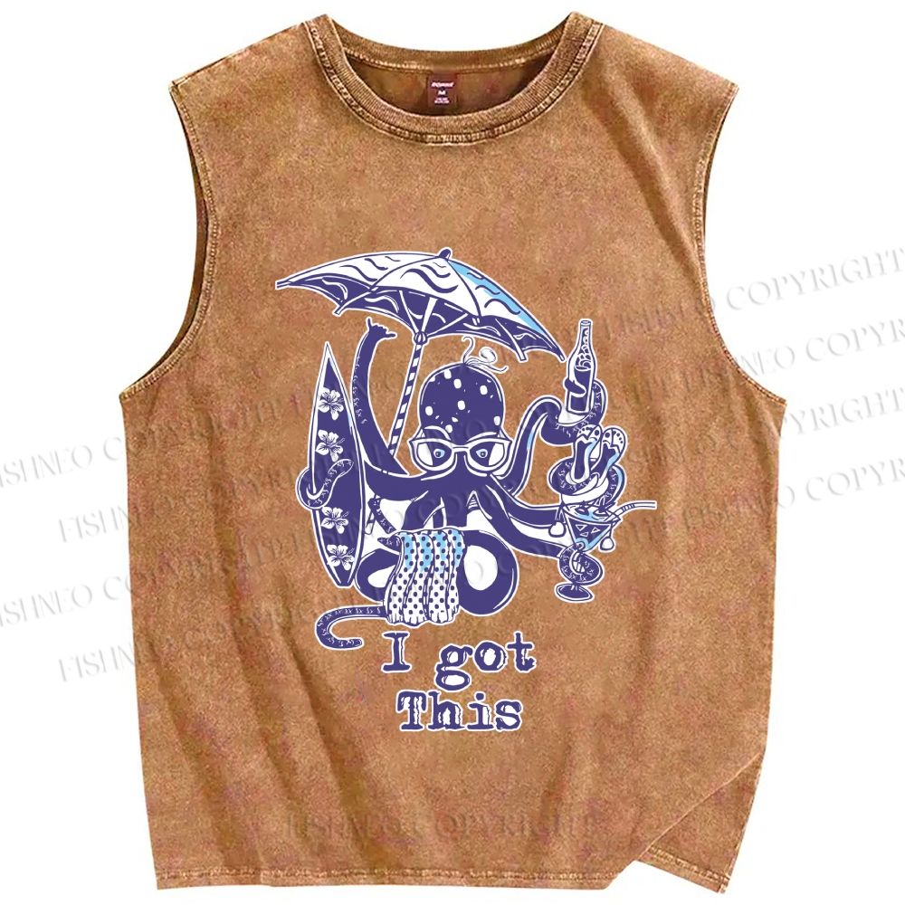 Unisex Octopus Got This Printed Washed Tank Top
