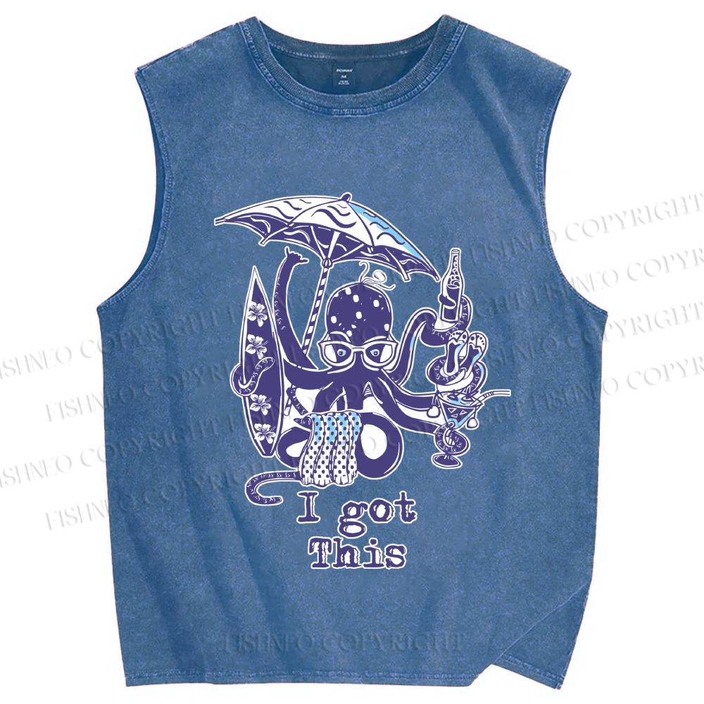 Unisex Octopus Got This Printed Washed Tank Top