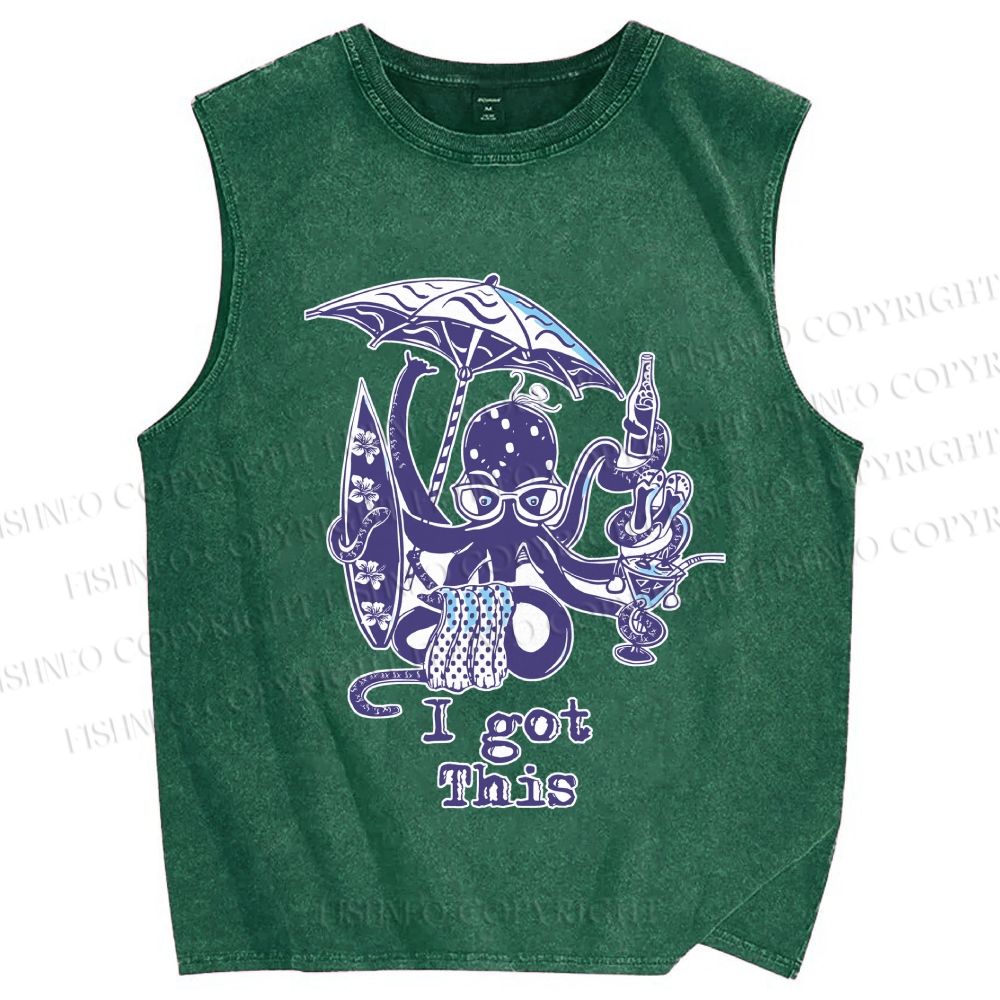 Unisex Octopus Got This Printed Washed Tank Top