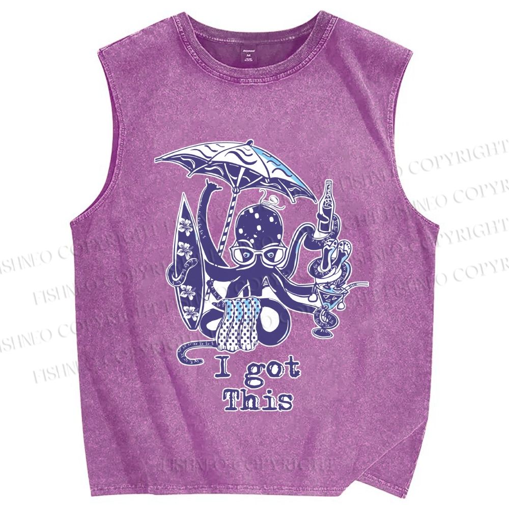 Unisex Octopus Got This Printed Washed Tank Top