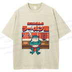 Unisex Frog's Ramen shop Printed Washed Tee