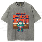 Unisex Frog's Ramen shop Printed Washed Tee