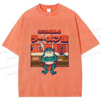 Unisex Frog's Ramen shop Printed Washed Tee