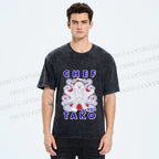 Unisex Chef Octopus Printed Washed Tee
