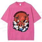 Unisex Octopus in Wave Printed Washed Tee