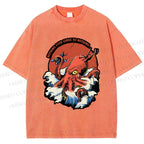Unisex Octopus in Wave Printed Washed Tee