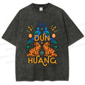 Unisex Tiger With Birds Printed Washed Tee
