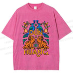 Unisex Tiger With Birds Printed Washed Tee