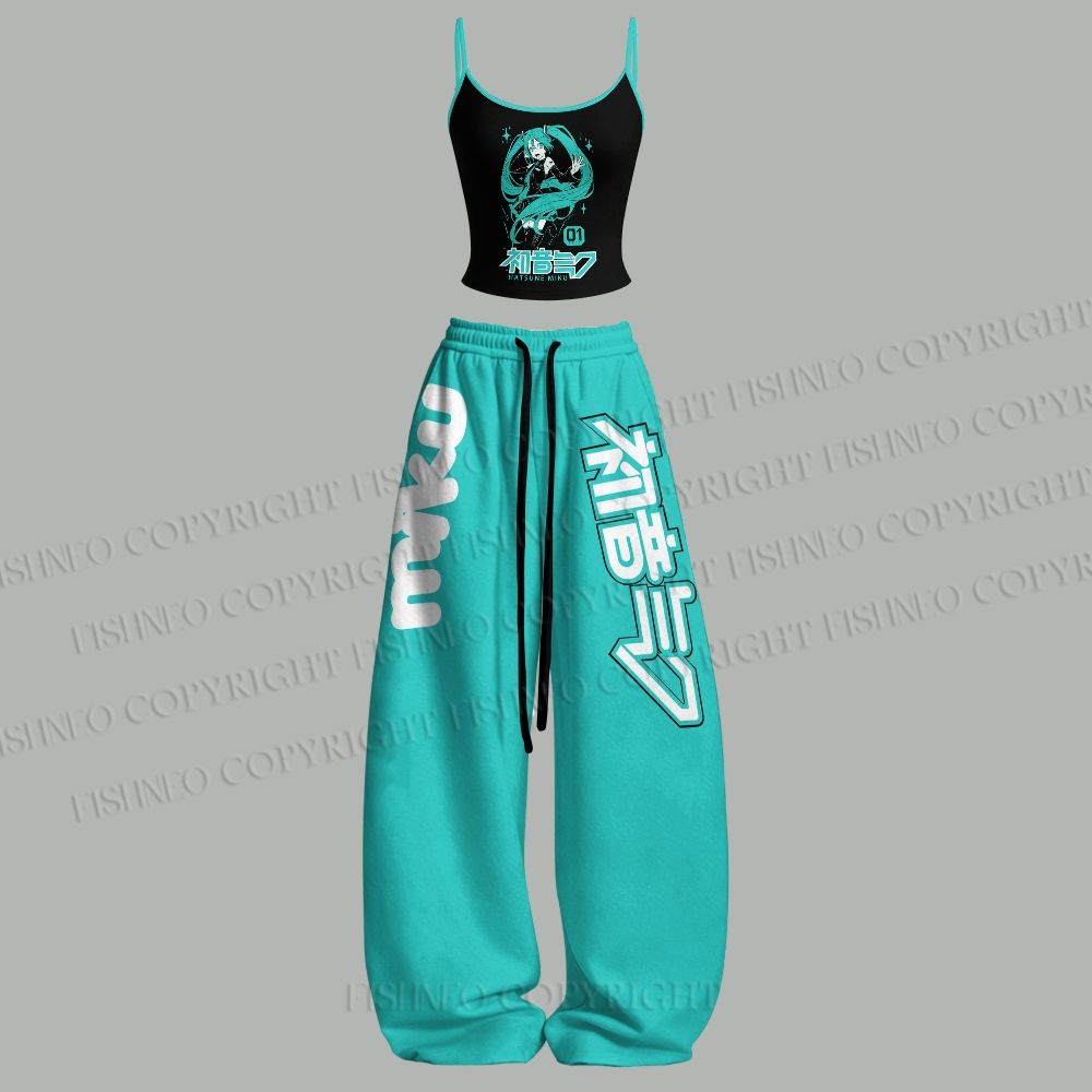 Hatsune Miku Top & Elasticated Trousers Two-Piece Set