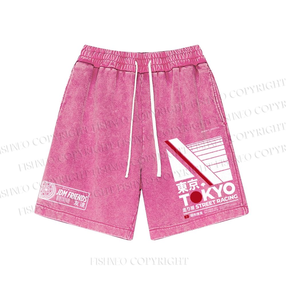 Unisex Tokyo Street Racing Washed Shorts