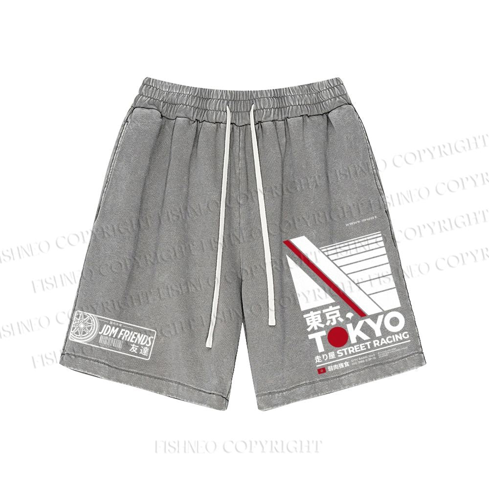 Unisex Tokyo Street Racing Washed Shorts