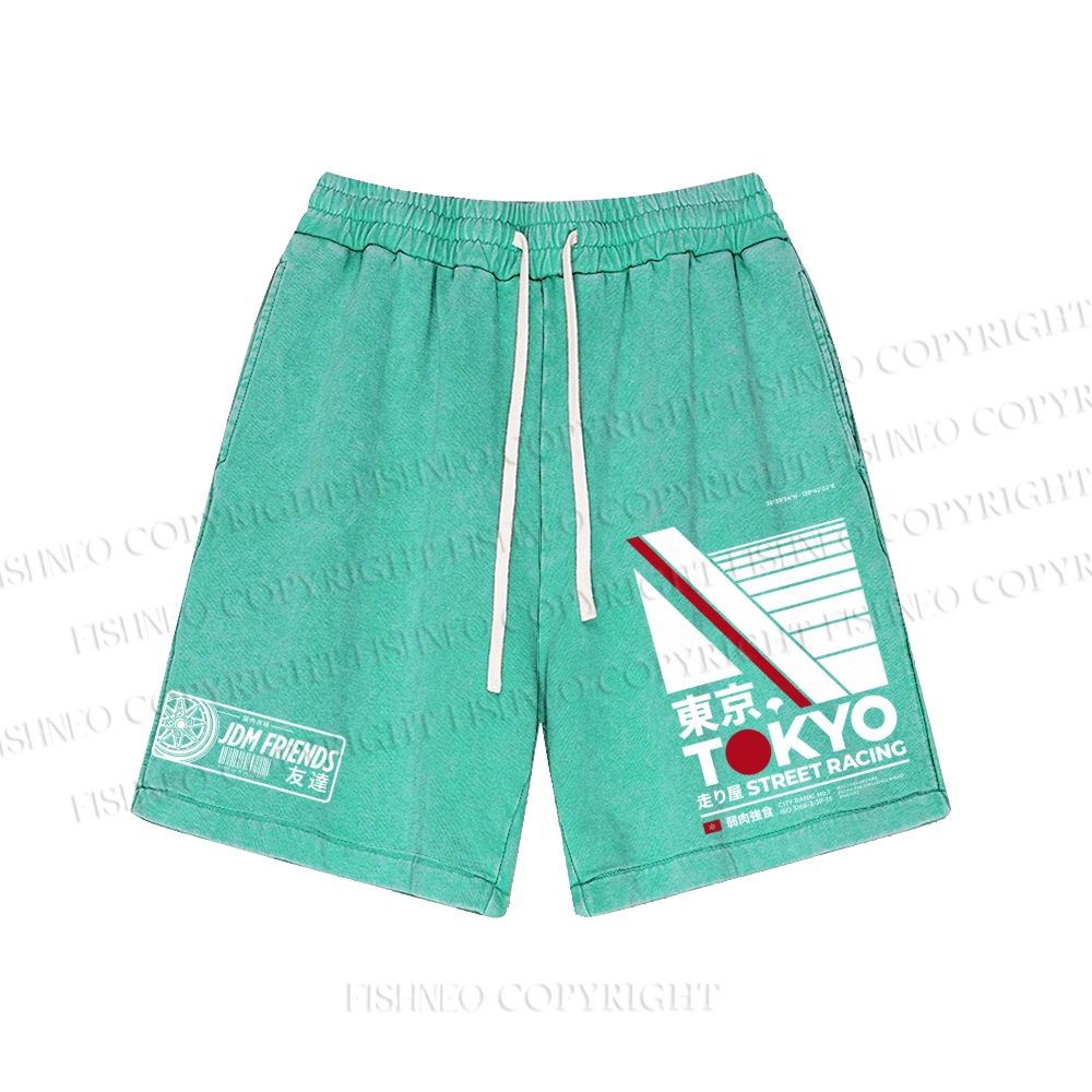 Unisex Tokyo Street Racing Washed Shorts