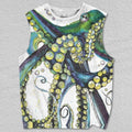 Unisex Giant Green Octopus Printed Tank Top